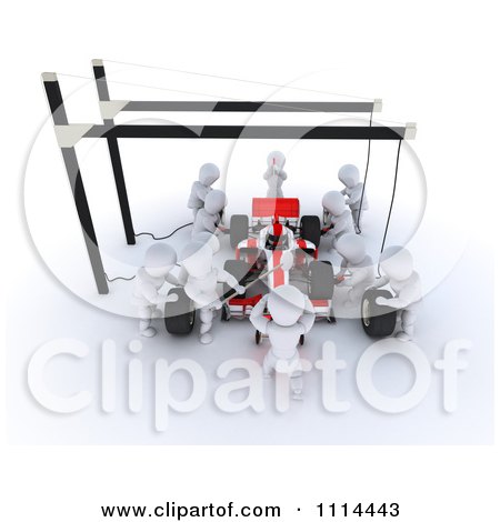 Clipart 3d Race Car Pit Crew White Characters - Royalty Free CGI Illustration by KJ Pargeter