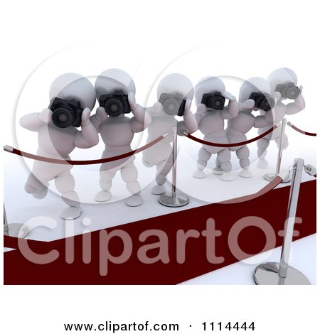 Clipart 3d Paparazzi White Characters Taking Pictures Along The Red Carpet - Royalty Free CGI Illustration by KJ Pargeter