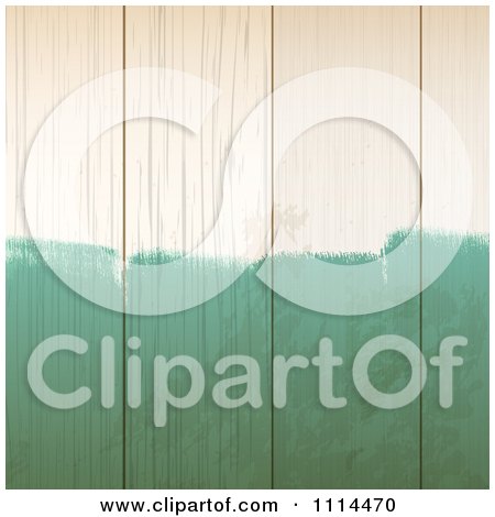 Clipart 3d White Wood Boards Painted Partially In Green - Royalty Free Vector Illustration by elaineitalia