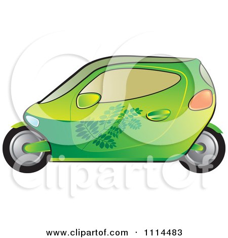 Clipart Green Mobike Car With Leaf Decals - Royalty Free Vector Illustration by Lal Perera