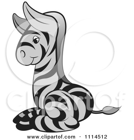 Clipart Cute Black And Gray Baby Zebra Resting - Royalty Free Vector Illustration by Lal Perera