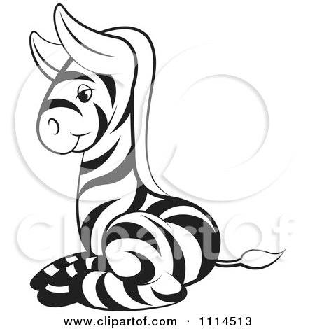 Clipart Cute Black And White Baby Zebra Resting - Royalty Free Vector Illustration by Lal Perera
