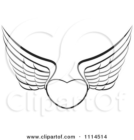 Clipart Outlined Winged Heart - Royalty Free Vector Illustration by Lal Perera
