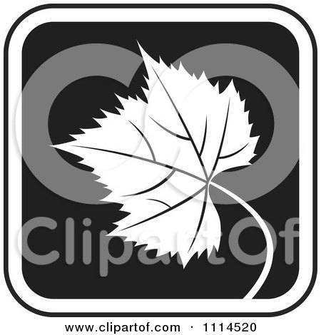Clipart Black And White Grape Leaf Icon Button - Royalty Free Vector Illustration by Lal Perera