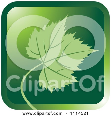Clipart Green Grape Leaf Icon Button - Royalty Free Vector Illustration by Lal Perera