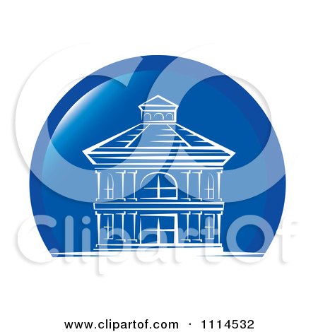 Clipart Round House Over A Blue Circle - Royalty Free Vector Illustration by Lal Perera