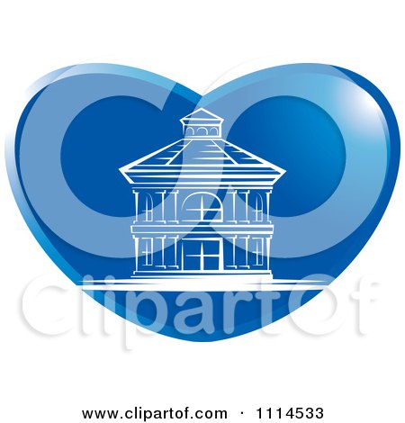 Clipart Round House In A Blue Heart - Royalty Free Vector Illustration by Lal Perera