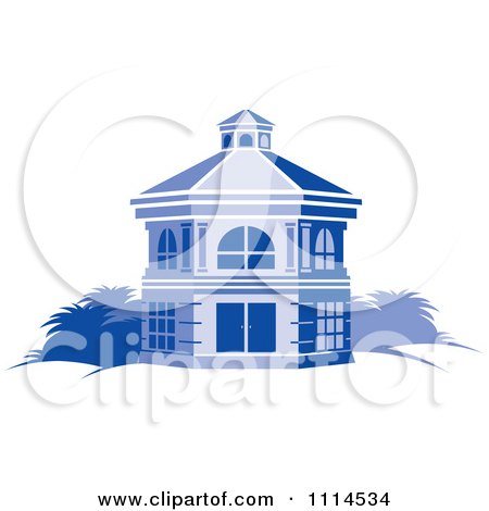 Clipart Blue Round House - Royalty Free Vector Illustration by Lal Perera