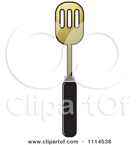 Clipart Gold And Black Slotted Spatula - Royalty Free Vector Illustration by Lal Perera