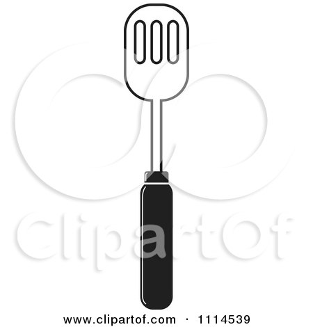 Clipart Black And White Slotted Spatula - Royalty Free Vector Illustration by Lal Perera