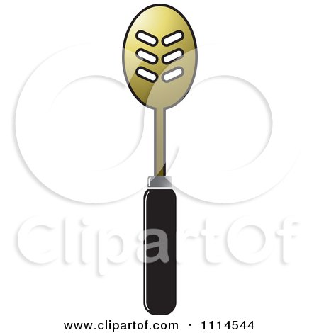 Clipart Gold And Black Slotted Spoon - Royalty Free Vector Illustration by Lal Perera