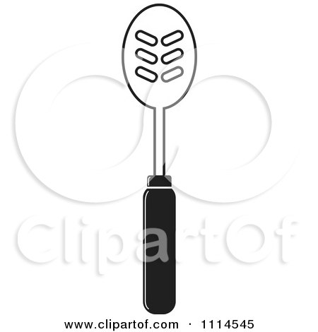 Clipart Black And White Slotted Spoon - Royalty Free Vector Illustration by Lal Perera