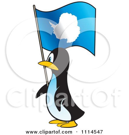 Clipart Penguin In Profile With An Antarctica Flag - Royalty Free Vector Illustration by Lal Perera