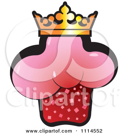 Clipart Crowned Strawberry Ice Cream Cone - Royalty Free Vector Illustration by Lal Perera