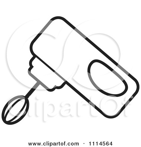 Clipart Black And White Handheld Electric Mixer - Royalty Free Vector Illustration by Lal Perera
