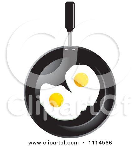 Clipart Two Eggs In A Frying Pan - Royalty Free Vector Illustration by Lal Perera