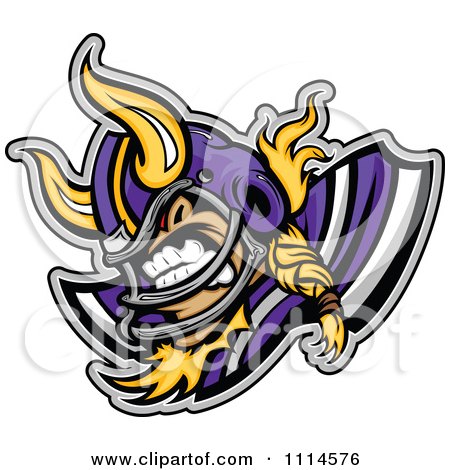 Clipart Competitive Viking Football Player Mascot - Royalty Free Vector Illustration by Chromaco