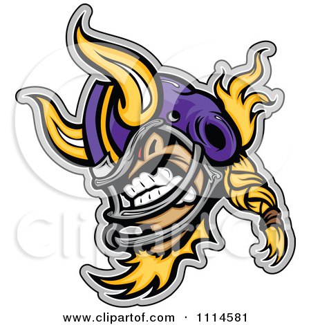 Clipart Aggressive Viking Football Player Mascot - Royalty Free Vector Illustration by Chromaco