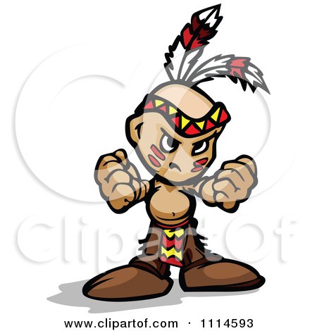 Clipart Tough Native American Brave Boy Holding Out His Fists - Royalty Free Vector Illustration by Chromaco