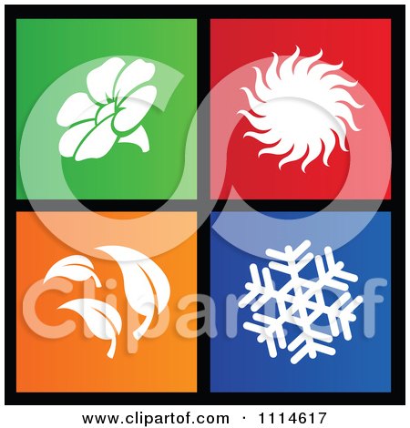 Clipart Set Of Colorful Square Season Metro Style Icons - Royalty Free Vector Illustration by cidepix