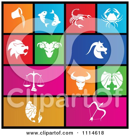 Clipart Set Of Colorful Square Horoscope Metro Style Icons - Royalty Free Vector Illustration by cidepix