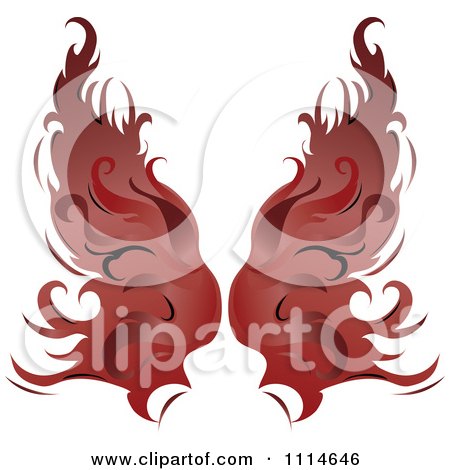 Clipart Pair Of Flaming Red Wings - Royalty Free Vector Illustration by Pams Clipart