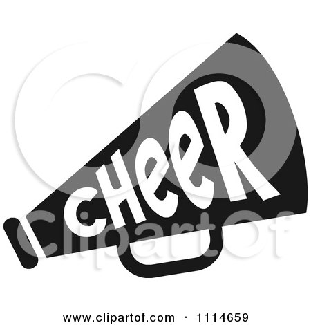 Clipart Black And White Cheerleader Megaphone - Royalty Free Vector Illustration by Johnny Sajem
