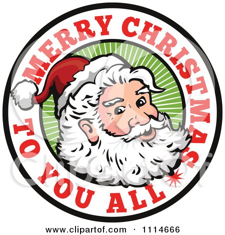 Clipart Santa In A Circle With Merry Christmas To You All Text - Royalty Free Vector Illustration by patrimonio