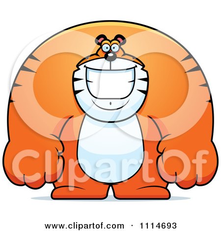 Clipart Happy Buff Tiger Smiling - Royalty Free Vector Illustration by Cory Thoman