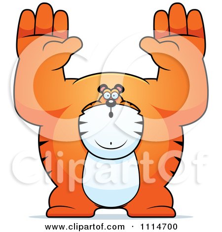 Clipart Buff Tiger Giving Up - Royalty Free Vector Illustration by Cory Thoman
