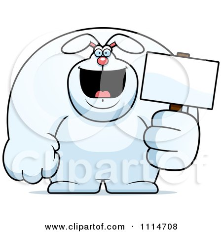 Clipart Buff Rabbit Holding A Sign 2 - Royalty Free Vector Illustration by Cory Thoman