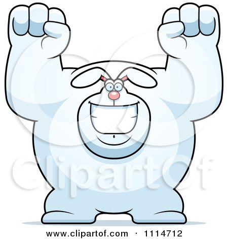 Clipart Excited Buff Rabbit Cheering - Royalty Free Vector Illustration by Cory Thoman