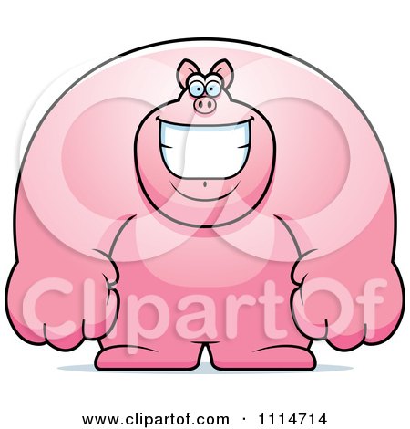 Clipart Happy Buff Pig Smiling - Royalty Free Vector Illustration by Cory Thoman