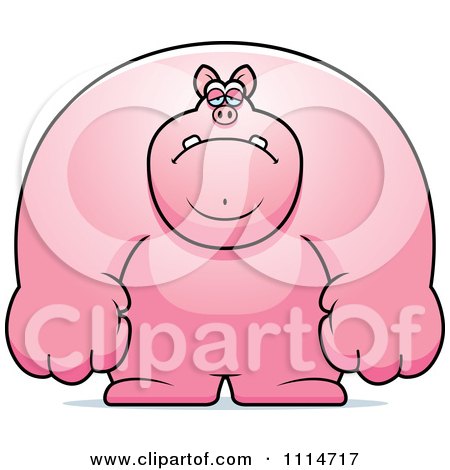 Clipart Depressed Buff Pig - Royalty Free Vector Illustration by Cory Thoman