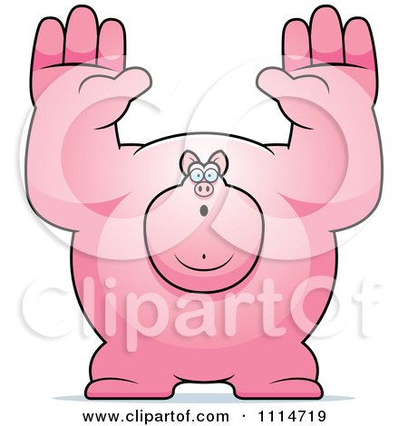 Clipart Buff Pig Giving Up - Royalty Free Vector Illustration by Cory Thoman