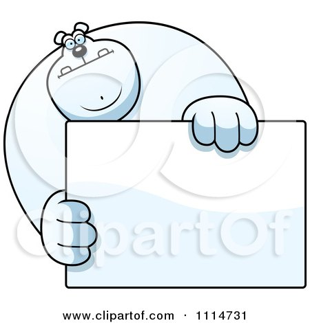 Clipart Buff Polar Bear Holding A Sign 1 - Royalty Free Vector Illustration by Cory Thoman