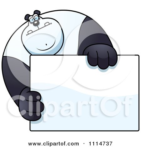 Clipart Buff Panda Holding A Sign 1 - Royalty Free Vector Illustration by Cory Thoman