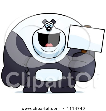 Clipart Buff Panda Holding A Sign 2 - Royalty Free Vector Illustration by Cory Thoman