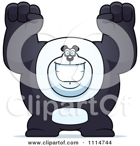Clipart Excited Buff Panda Cheering - Royalty Free Vector Illustration by Cory Thoman