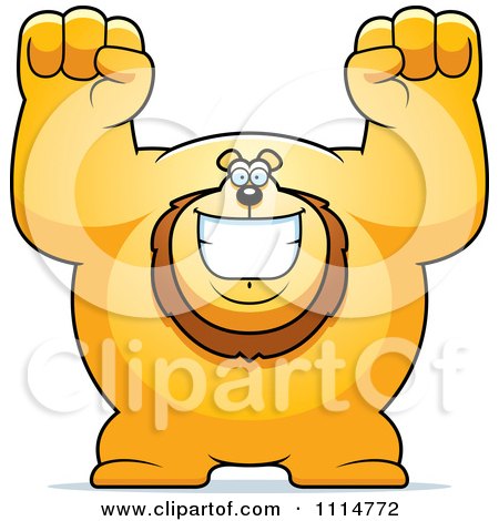 Clipart Excited Buff Lion Cheering - Royalty Free Vector Illustration by Cory Thoman