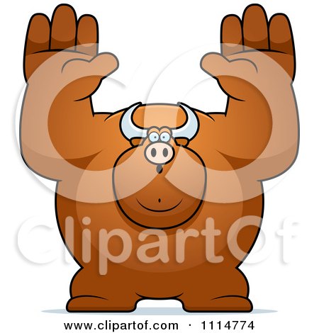 Clipart Buff Bull Giving Up - Royalty Free Vector Illustration by Cory Thoman