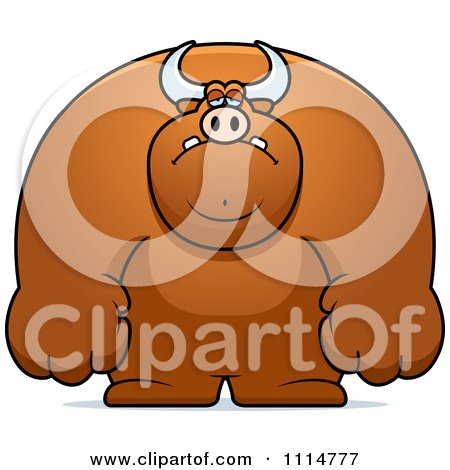 Clipart Depressed Buff Bull - Royalty Free Vector Illustration by Cory Thoman