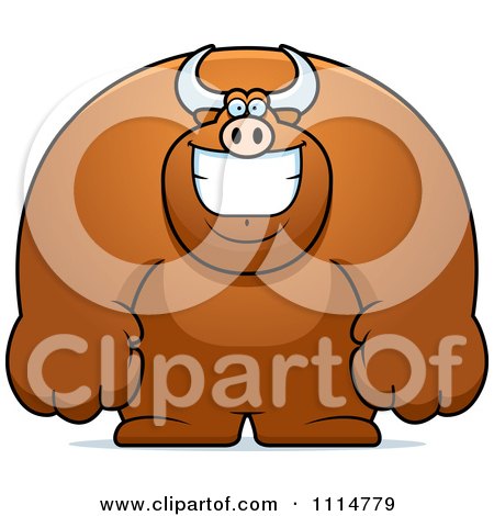 Clipart Happy Buff Bull Smiling - Royalty Free Vector Illustration by Cory Thoman