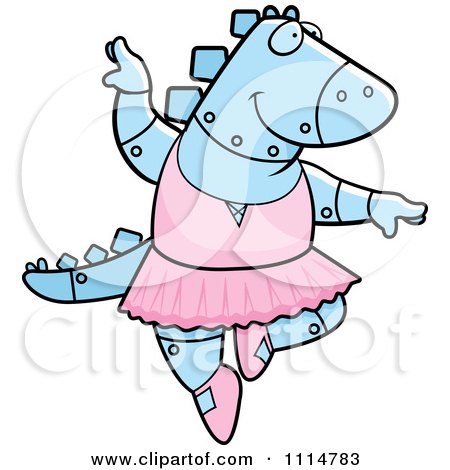 Clipart Blue Robot Spinosaurus Ballerina Dancing - Royalty Free Vector Illustration by Cory Thoman