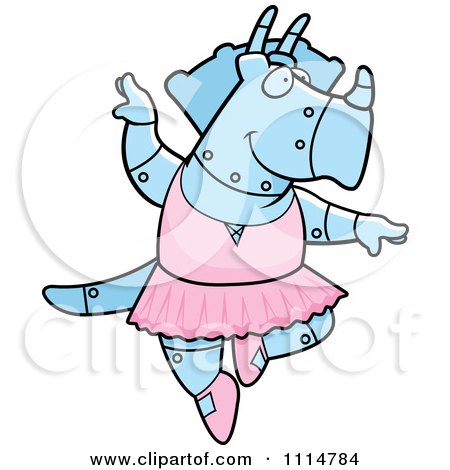 Clipart Blue Robot Triceratops Ballerina Dancing - Royalty Free Vector Illustration by Cory Thoman