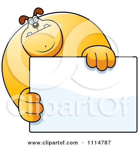 Clipart Buff Dog Holding A Sign 1 - Royalty Free Vector Illustration by Cory Thoman