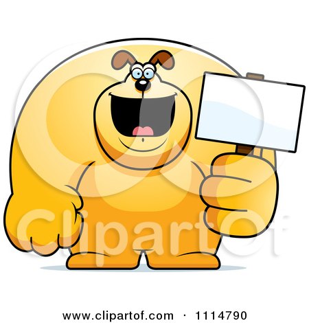 Clipart Buff Dog Holding A Sign 2 - Royalty Free Vector Illustration by Cory Thoman