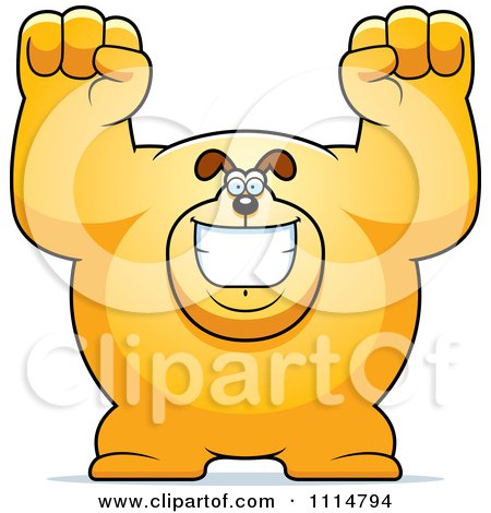Clipart Excited Buff Dog Cheering - Royalty Free Vector Illustration by Cory Thoman