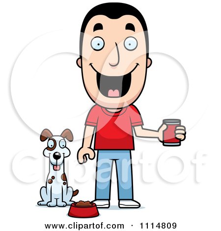 Clipart Happy Man Feeding His Dog - Royalty Free Vector Illustration by Cory Thoman