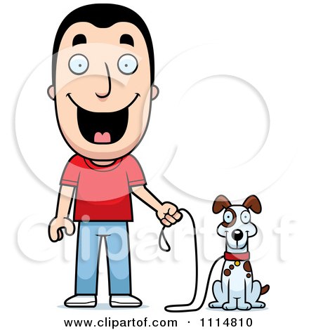 Clipart Happy Man Ready To Walk His Dog - Royalty Free Vector Illustration by Cory Thoman